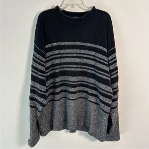 VTG 90’s Guess Jeans Wool Silk Cotton Blend Sweater Gray Black Striped Men’s XL